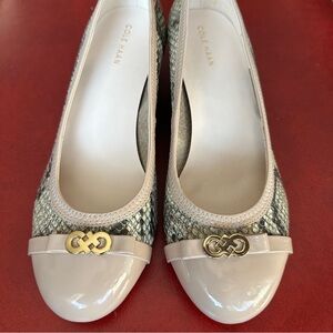 Cole Haan Women's Snakeskin and Cream Flats with Gold Accent
